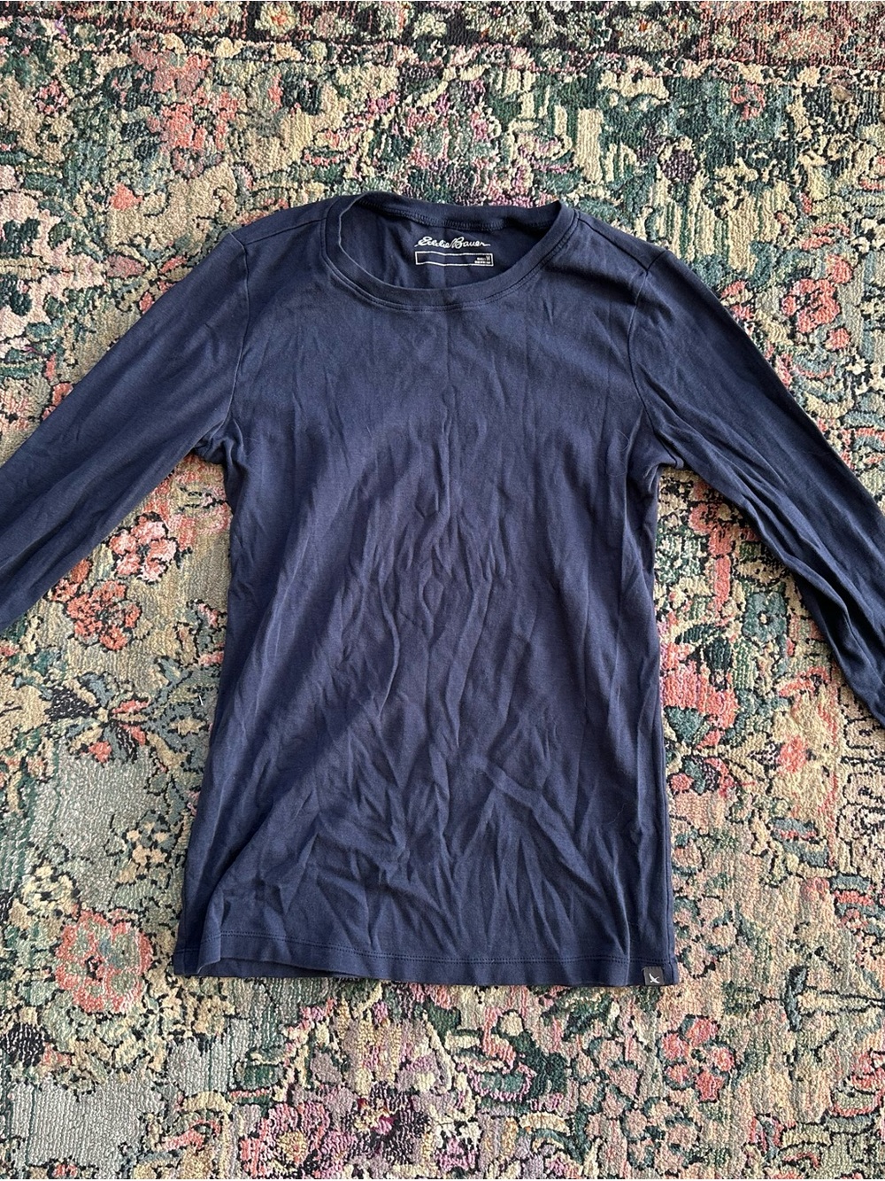 Eddie Bauer woman’s Dark Navy Long-Sleeve Crew Neck Shirt
